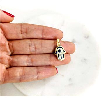 14K Yellow Gold Evil Eye Hamsa Pendant