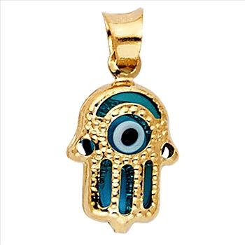 14K Yellow Gold Evil Eye Hamsa Pendant