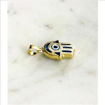 14K Yellow Gold Evil Eye Hamsa Pendant