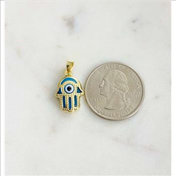 14K Yellow Gold Evil Eye Hamsa Pendant
