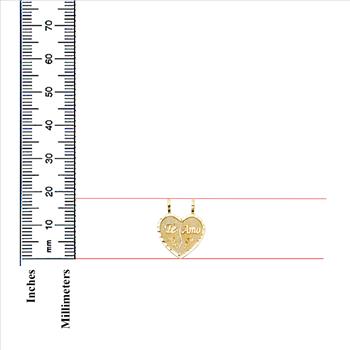 14K Yellow Gold Te Amo Heart 2 Piece Pendant