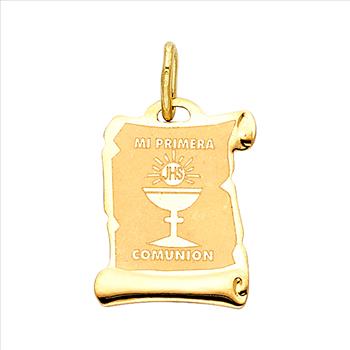 14K Tri Color Gold Religious Cross Stamp Pendant