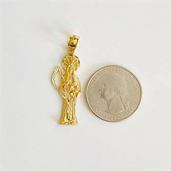 14K Yellow Gold Santa Muerte Pendant