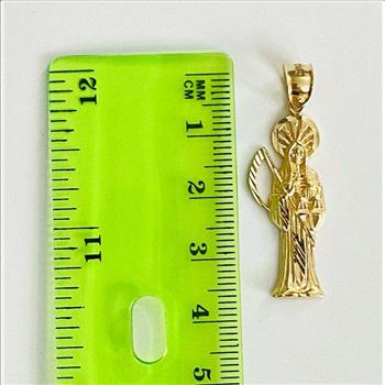 14K Yellow Gold Santa Muerte Pendant