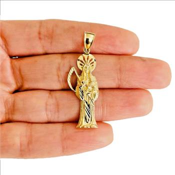 14K Yellow Gold Santa Muerte Pendant