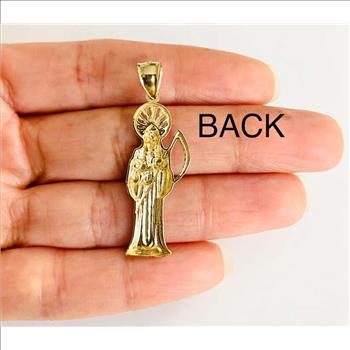 14K Yellow Gold Santa Muerte Pendant