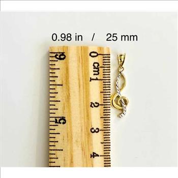 14K Two Tone Gold Diamond Cut Music Note Pendant