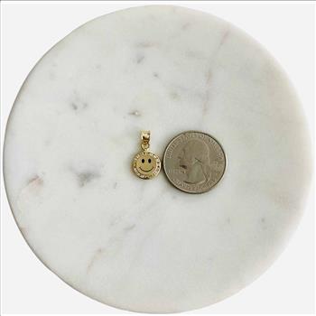 14K Yellow Gold cubic zirconia Smallile Pendant