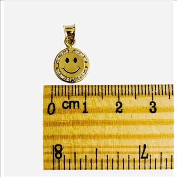 14K Yellow Gold cubic zirconia Smallile Pendant