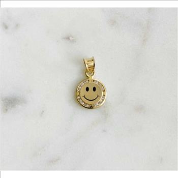 14K Yellow Gold cubic zirconia Smallile Pendant