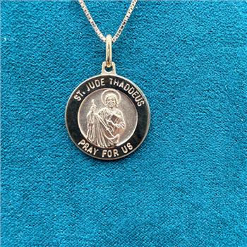 14K Yellow Gold St. Jude Round Medal Pendant