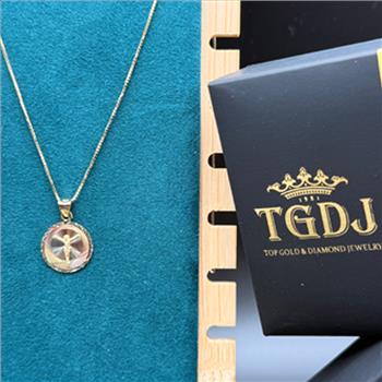 14K Two Tone Gold Religious Stamp Pendant