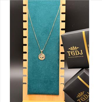 14K Two Tone Gold Religious Stamp Pendant