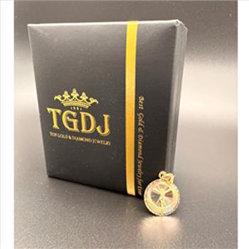 14K Two Tone Gold Religious Stamp Pendant