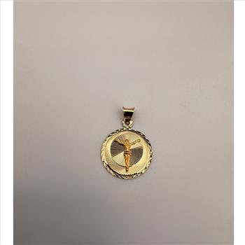 14K Yellow Gold Religious Stamp Pendant