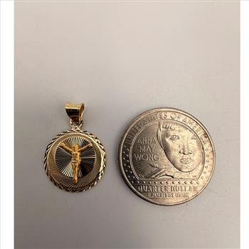 14K Yellow Gold Religious Stamp Pendant