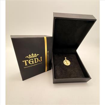 14K Yellow Gold Religious Stamp Pendant