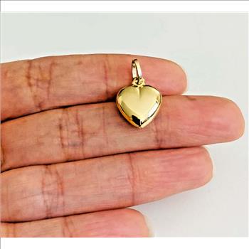 14K Yellow Gold Hollow Heart Pendant