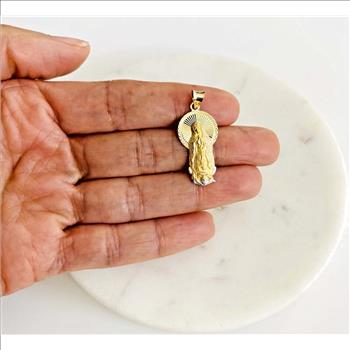 14K Two Tone Gold Religious Stamp Pendant