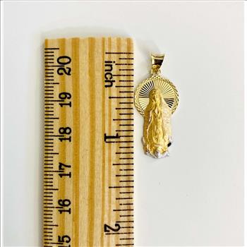14K Two Tone Gold Religious Stamp Pendant