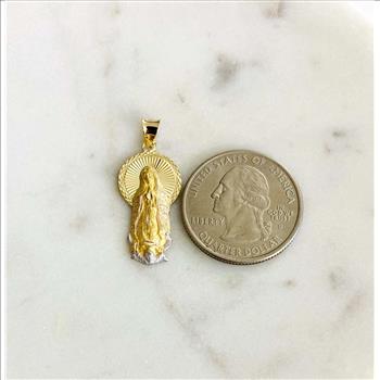 14K Two Tone Gold Religious Stamp Pendant