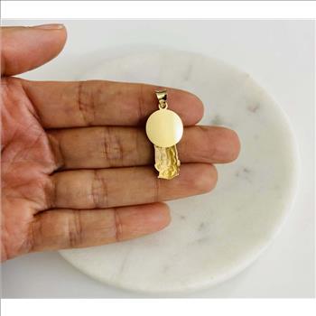14K Two Tone Gold Religious Stamp Pendant