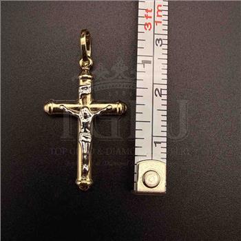14K Two Tone Gold Hollow Crucufix Pendant