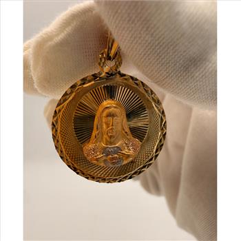 14K Tri Color Gold Religious Stamp Pendant