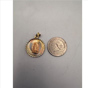 14K Tri Color Gold Religious Stamp Pendant