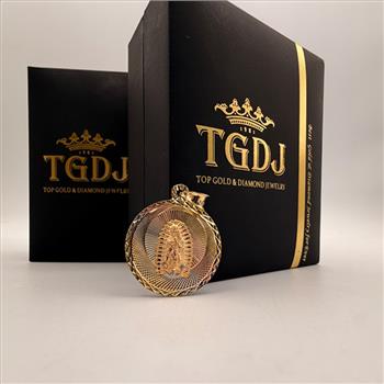 14K Tri Color Gold Religious Stamp Pendant