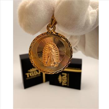 14K Tri Color Gold Religious Stamp Pendant