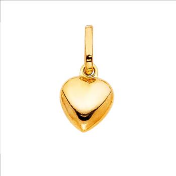 14K Yellow Gold Hollow Heart Pendant
