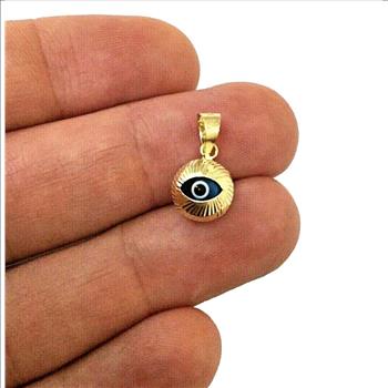 14K Yellow Gold Evil Eye Pendant