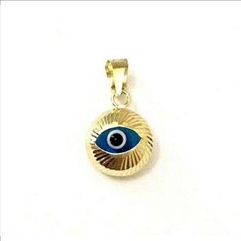 14K Yellow Gold Evil Eye Pendant