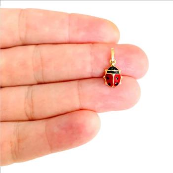 14K Yellow Gold Hollow Enamel Pendant