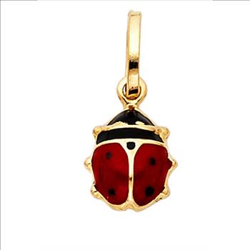 14K Yellow Gold Hollow Enamel Pendant