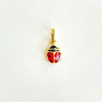 14K Yellow Gold Hollow Enamel Pendant