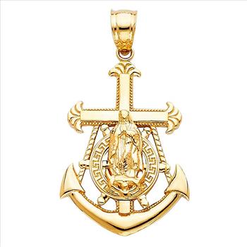 14K Yellow Gold Our Lady of Guadalupe Pendant