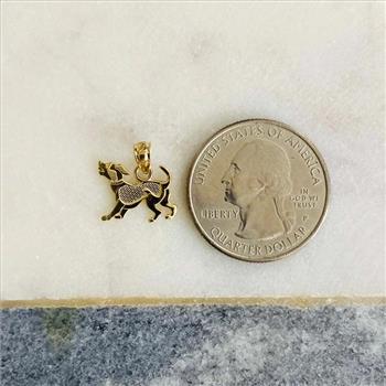 14K Yellow Gold Puppy Pendant