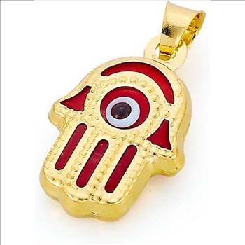 14K Yellow Gold Evil Eye Hamsa Pendant