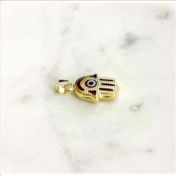 14K Yellow Gold Evil Eye Hamsa Pendant