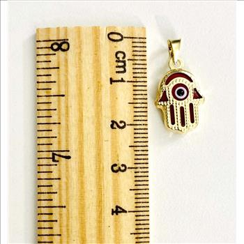 14K Yellow Gold Evil Eye Hamsa Pendant