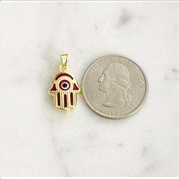 14K Yellow Gold Evil Eye Hamsa Pendant
