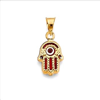 14K Yellow Gold Evil Eye Hamsa Pendant