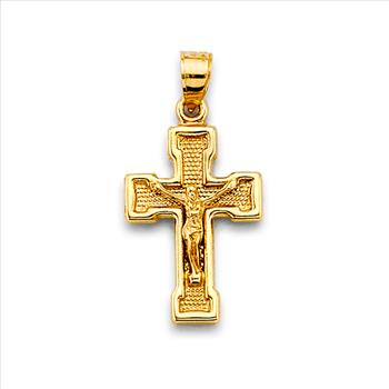 14K  Yellow Gold Crucufix Cross Pendant