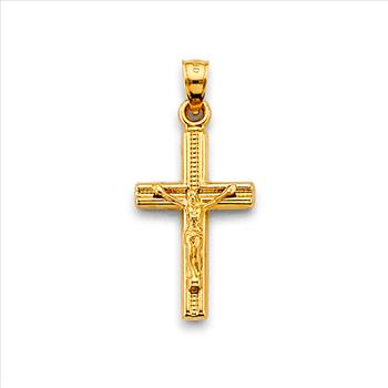 14K  Yellow Gold Crucufix Cross Pendant