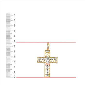 14K  Tri Color Gold Cubic zirconia  Crucufix Cross Pendant
