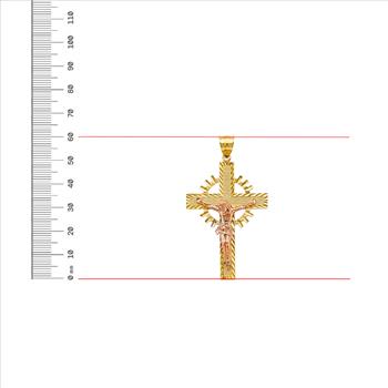 14K Tri Color Gold Crucufix Cross Pendant