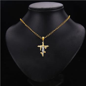 14K Two Tone Crucufix Cross Pendant