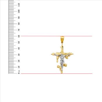 14K Two Tone Crucufix Cross Pendant